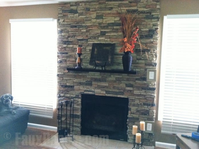 A beautiful DIY fireplace surround built FauxPanels by a 50 year old woman with little building experience.