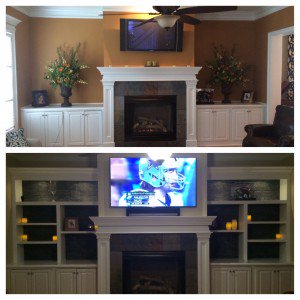 This Before & After photo highlights how big of a difference artificial wood panels can make.