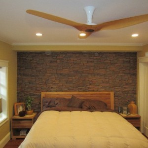 Brian's bedroom design looks fantastic with our Norwich Stacked Stone Panels.