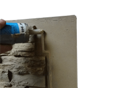 Adhesive/Glue should be applied to the lip of the panel.