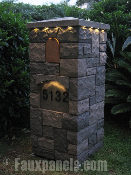 Mailbox column with solar lighting system included